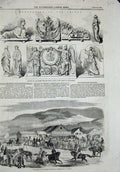 Original Old Antique Print 1856 Sale Horses Kadikoi Sebastopol Garden Tuileries