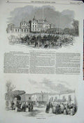 Original Old Antique Print Procession Ox 1845 Badmington House Festivities 19th