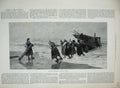 Old Antique Print 1888 Julius Price Toilers Sea People Pulling Boat Art 19th