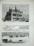 Old Antique Print 1882 Buildings Inverness Duke Edinburgh Japan Princes 19th