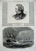 Old Antique Print William Harvey Laconia Ship Recue Amalia Bay Biscay1866 19th