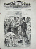 Original Old Antique Print 1880 Princess Wales Wimbledon Rifle Shooting Meeting