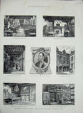 Original Old Antique Print 1885 Musee Pantin Antwerp Arcade Er'S Shop Salon