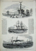 Old Antique Print 1850 Brazillian Ship Paquete Santos Richardson Berlin 19th