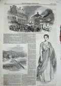 Old Antique Print 1846 Camille Les Horaces Theatre Railway France Quebec 19th