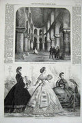 Original Old Antique Print Paris Fashion Women 1863 Chapel St John White Tower