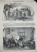 Old Antique Print Westwood Droitwich John Pakington 1852 Village School 19th