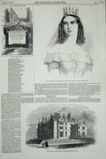 Original Old Antique Print 1846 Worsley Lord Egerton Majesty Theatre Nino Opera