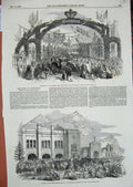 Old Antique Print 1850 Festivities Chippenham Neeld Cheese Market Street 19th