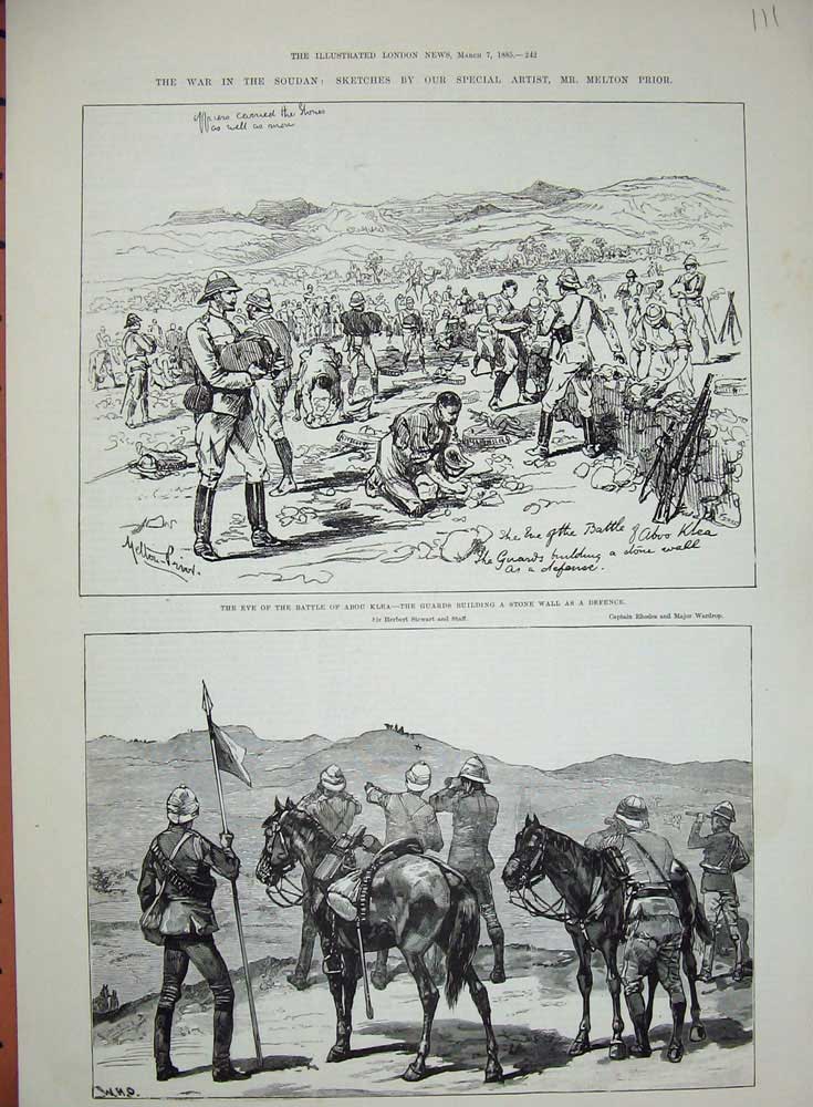 Original Old Antique Print War Soudan 1885 Battle Abou Klea Siers Melton Prior