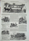 Original Old Antique Print Transport 1853 Paris Omnibus Railway Citadine Remise