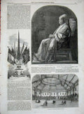 Original Old Antique Print Antwerp Bourse Trophy Dinan 1858 Jeejeebhoy Calcutta