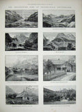 Original Old Antique Print 1892 Archbishop Vaughan Papal Switzerland Mountains
