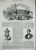 Original Old Antique Print King Edward Grammar School Bromsgrove 1853 Oliveira