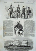 Old Antique Print 1854 Steamer Ship Barwon Gonzales Bravo Artillery Army 19th