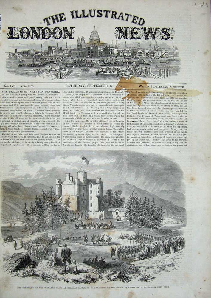 Old Antique Print 1864 Highland Clan Braemar Castle Scotland Prince Wales 19th