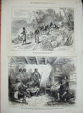Original Old Antique Print 1876 War Servian Peasants Montenegrin Voivode Toupan