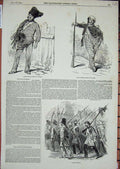 Original Old Antique Print Gardes Mobiles 1848 Siers Uniform Comedy Gavarni
