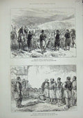 Old Antique Print 1876 War Servian Ragocz Turkish Prisoners Ivanitza Army 19th