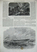 Original Old Antique Print 1864 Knight Commander Steam Ship Pengwern Hall Asaph