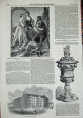 Old Antique Print 1850 Stockport Sunday School Bayard Brescia Cup Maclise 19th