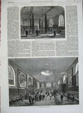 Old Antique Print 1862 Study Room Charterhouse School Children Students 19th