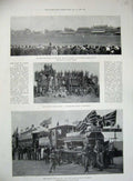 Original Old Antique Print 1899 Cape Cairo Railway Train Cricket Oval Salisbury