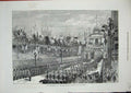 Original Old Antique Print Thanksgiving Day 1872 Law Courts Siers Guards Army