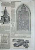 Old Antique Print 1854 Monument Thorneycroft Worcester Coffins Adelaide 19th