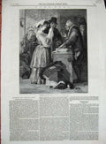 Original Old Antique Print 1846 Fine Art Choosing Wedding Gown William Mulready