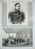 Old Antique Print 1855 Prince Menschikoff Russia Queen Fort Pitt Hospital 19th