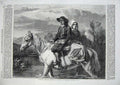 Original Old Antique Print 1862 Brittany Peasants Fording Stream Horse People