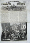 Old Antique Print 1861 Street Scene Selling Hot Cross Buns Dog Children 19th