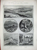 Old Antique Print 1885 Balmoral Queen Scotland Loch-Na-Gar Crathie Church 19th