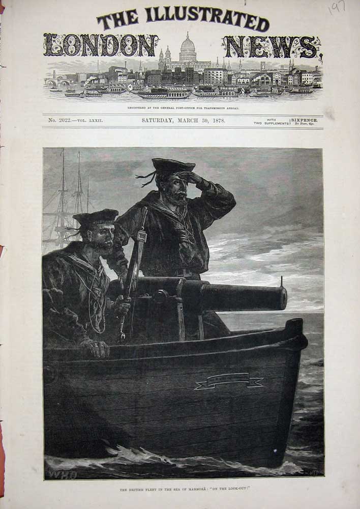 Old Antique Print 1878 British Fleet Ship Sea Marmora Navy War Fine Art 19th