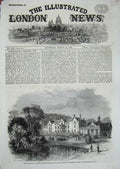 Old Antique Print 1862 Sandringham Hall Norfolk Hunting Box Prince Wales 19th