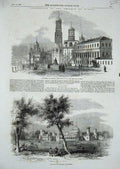 Original Old Antique Print 1856 Emperor Russia Kremlin Moscow Palace Petrowski