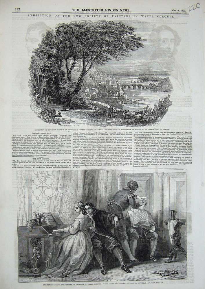 Old Antique Print 1846 Count Rosina John Absolon Castle Pau Henry France 19th