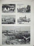Old Antique Print 1885 Prince Wales Swan Shooting Sweden Ekolsund Castle 19th