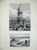 Old Antique Print 1879 Burns Monument Kilmarnock Memorial Stone Imperial 19th