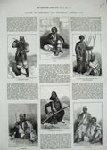 Old Antique Print 1874 Natives Asia Ghilgiti Cashmere Posh Kafir Chilasis 19th