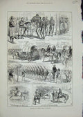 Original Old Antique Print 1876 War Alexinatz Siers Turkish Spies Horse Bazouks