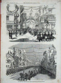 Old Antique Print 1858 Queen Leeds Royal Cortege Briggate Boar-Lane Horse 19th