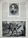 Old Antique Print 1885 Rev. John Wordsworth Cholera Spain Granada Fires 19th