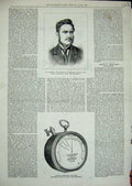 Old Antique Print 1880 Stratton Manager Seaham Colliery Ansell Fire-Damp 19th