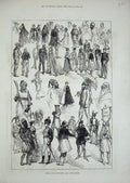 Antique Old Print *0289 1876 Fancy Dress Ball Dublin Castle Ireland Costumes