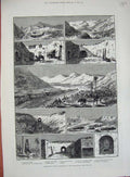 Original Old Antique Print 1882 Tunis Dwellings Troglodytes Adedj Djuama Valley