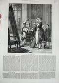Old Antique Print 1871 Herr Carl Hoff Art Painting Man Little Boy Women 19th