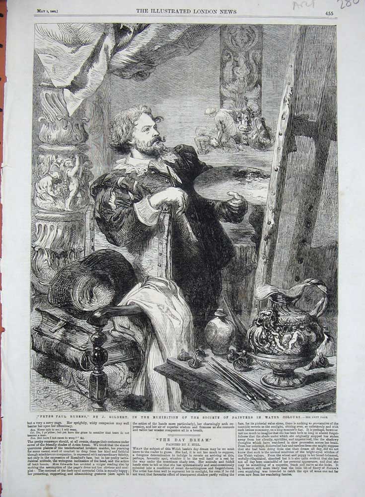 Old Antique Print 1862 Peter Paul Rubens Artist Painting Gilbert Painter 19th