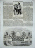 Old Antique Print 1860 Mohammed Baux Fountain Italian Garden Serpentine 19th